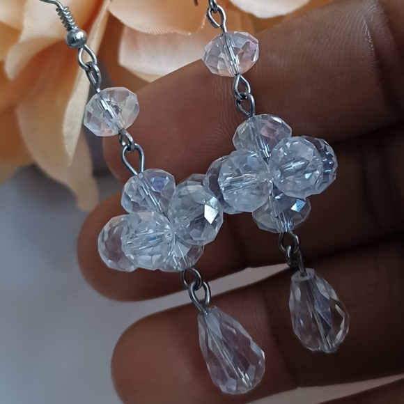 Crystal Cluster Chandelier Earrings - Picture 5 of 5